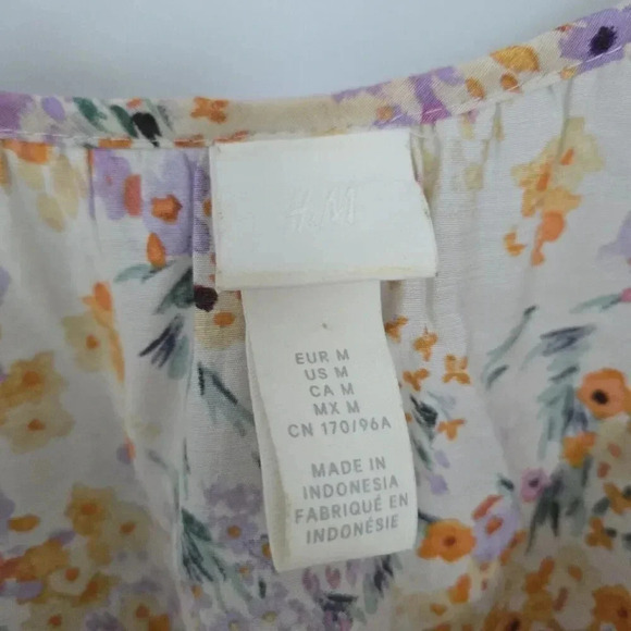 H&M Airy Dress Cream Floral Dress size Medium - Picture 6 of 6